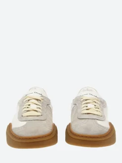 Acne Studios - Bar M Lace-Up Sneakers in White and Brown