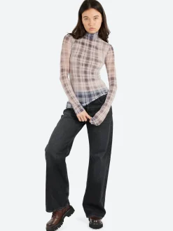 Acne Studios - Denise Faded Check Seamless Top in Black and White