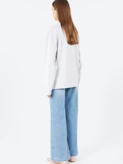 Acne Studios - Exford Relaxed Fit Logo Long Sleeve T-Shirt in Pale Grey Melange