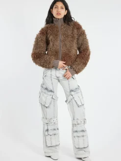 Acne Studios - Freya Faux Fur Jacket in Mud Brown