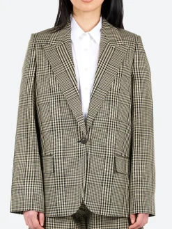Acne Studios - Jukera Steward Plaid Summer Single-Breasted Jacket in Multi Brown