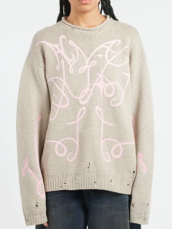 Acne Studios - Kawll Cyber Logo Crewneck in Beige and Grey