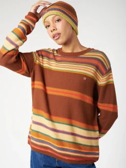 Acne Studios - Kenzil Stripe Knit Beanie in Cinnamon Brown and Multi