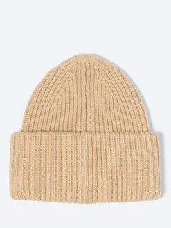 Acne Studios - Large Face Logo Beanie in Biscuit Beige