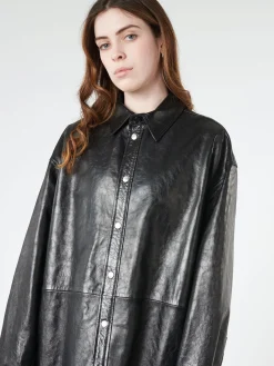 Acne Studios - Letar Shiny Nappa Leather Shirt Jacket
