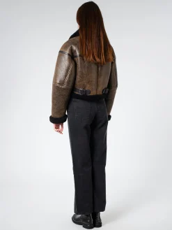 Acne Studios - New Lete Shearling Jacket in Dark Brown and Black