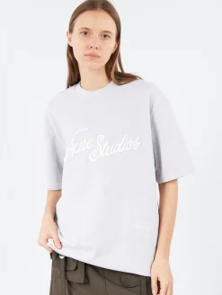 Acne Studios - Relaxed Fit Logo T-Shirt in Pale Grey Melange