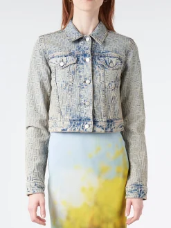 Acne Studios - Rose Monogram Denim Jacket in Blue/Beige