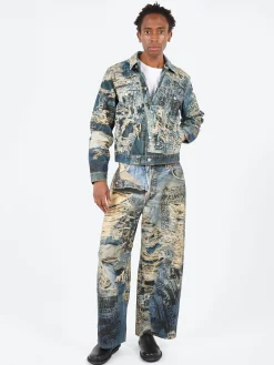 Acne Studios - Rye Tlo Torn Scribble Denim Jacket in Mid Blue