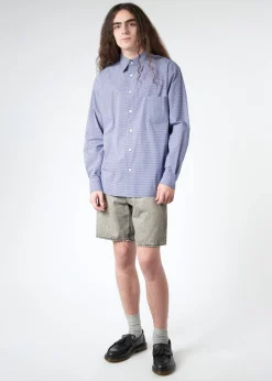 Acne Studios - Sandrok Micro Check Long Sleeve Shirt in Navy