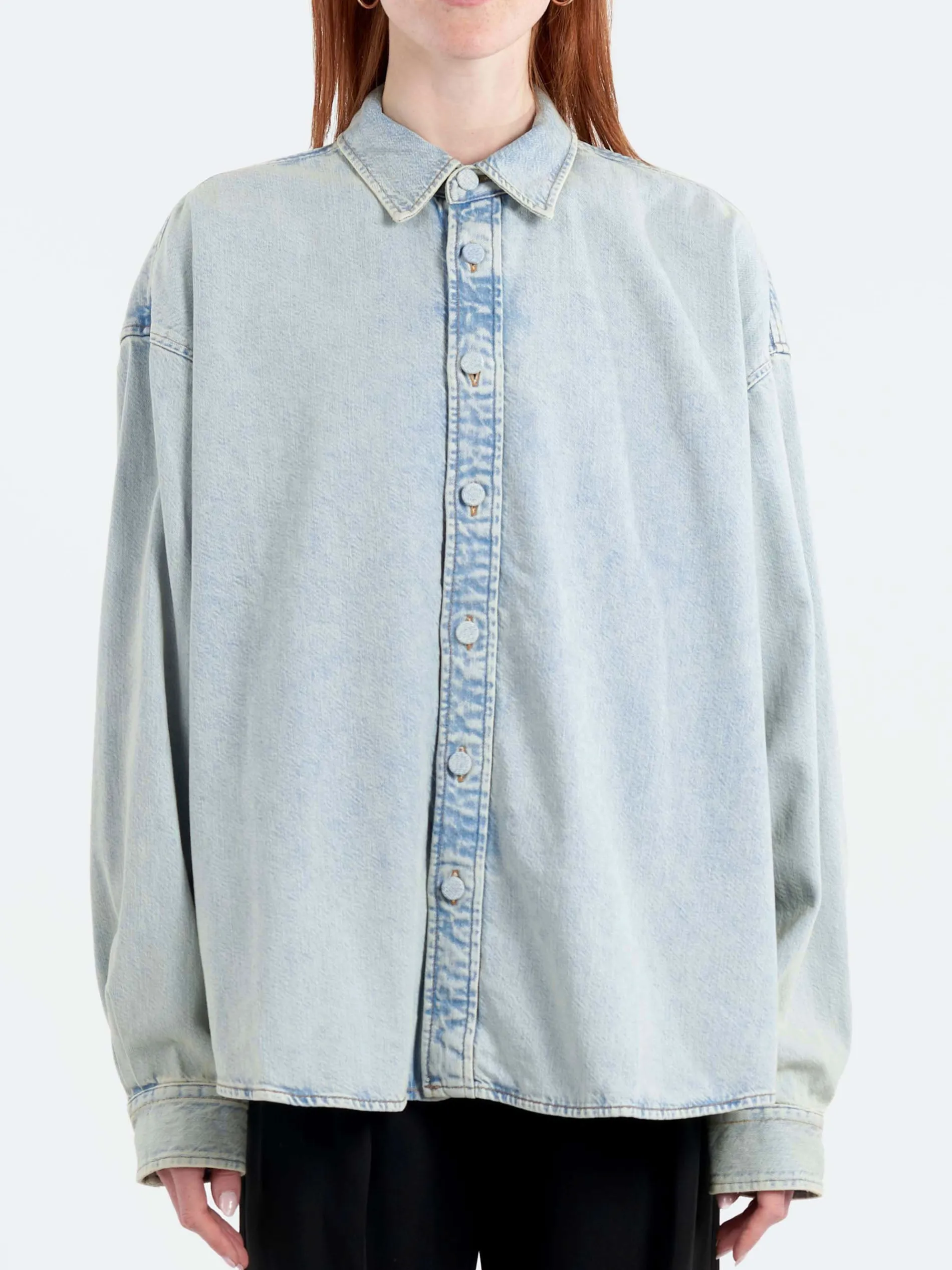 Acne Studios - Sedir U Soft Denim Bleach Button-Up Shirt in Indigo Blue