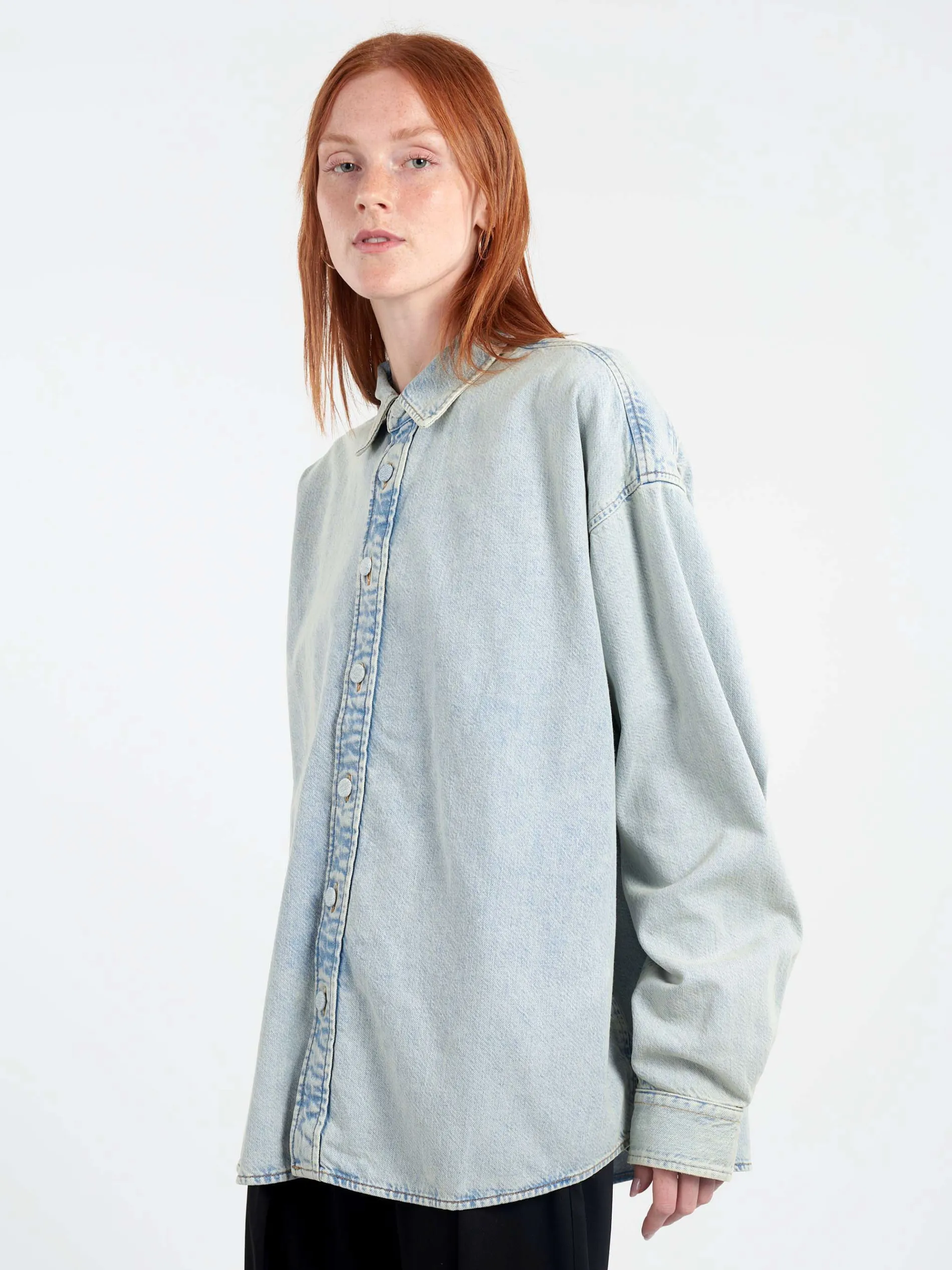 Acne Studios - Sedir U Soft Denim Bleach Button-Up Shirt in Indigo Blue