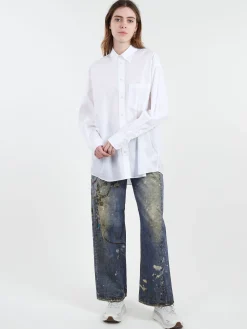 Acne Studios - Suleing Melange Cotton Poplin Button-Up Shirt in White