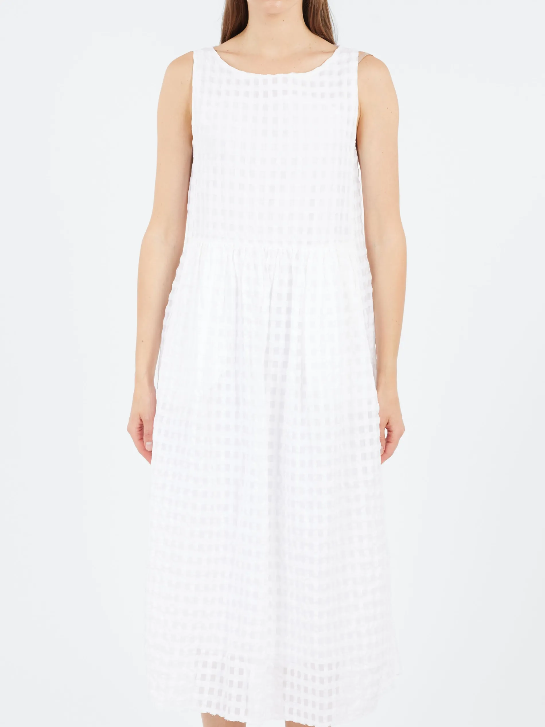 Aequamente - 25141 Seersucker Dress in White