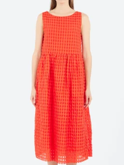 Aequamente - 25141 Seersucker Dress in Pomodoro