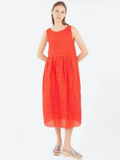 Aequamente - 25141 Seersucker Dress in Pomodoro