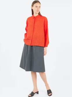 Aequamente - 25140 Seersucker Shirt in Pomodoro