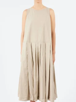 Album Di Famiglia - Pleated Sleeveless Dress TC in Stone