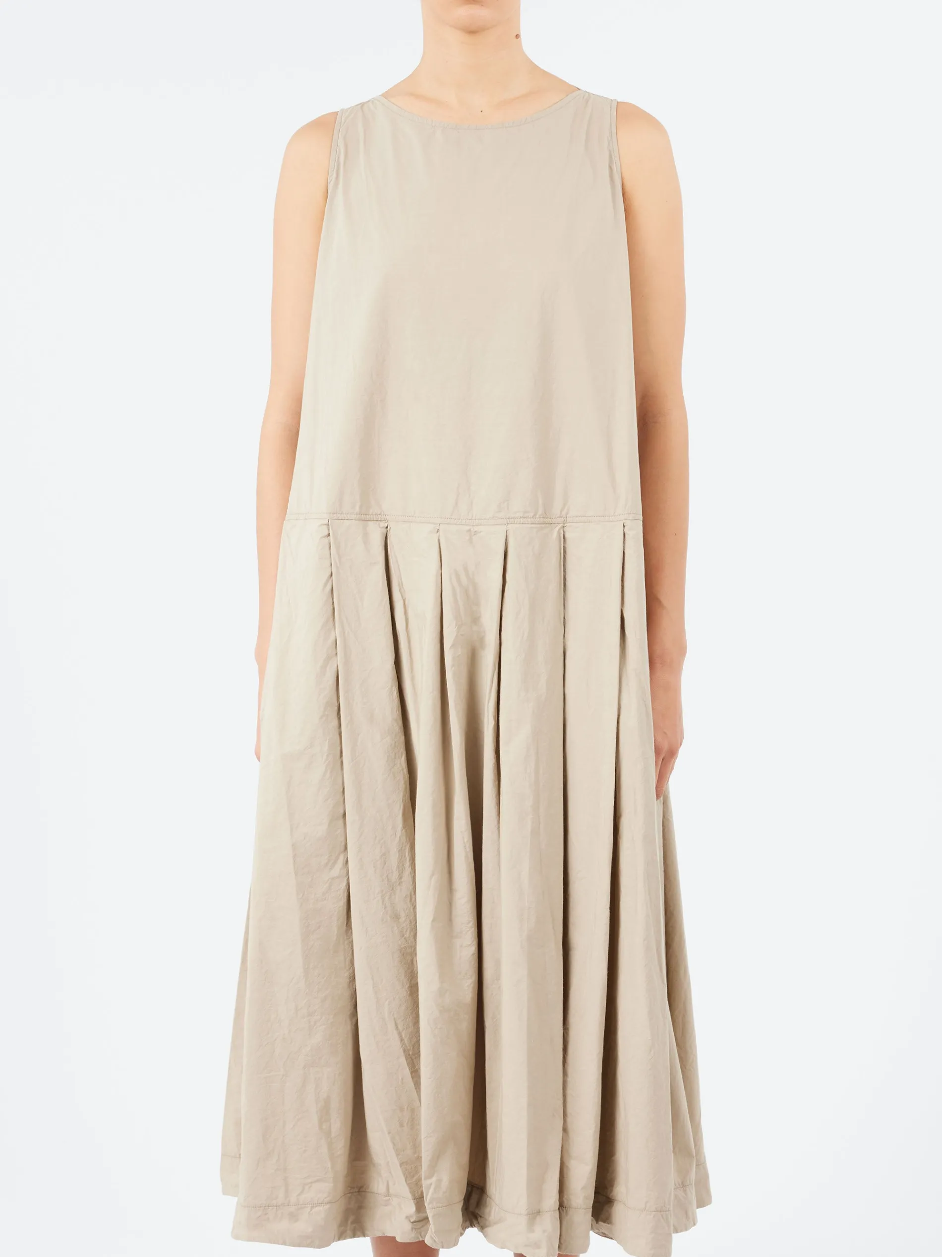 Album Di Famiglia - Pleated Sleeveless Dress TC in Stone