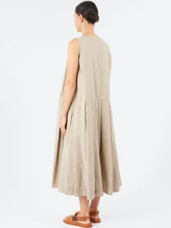 Album Di Famiglia - Pleated Sleeveless Dress TC in Stone