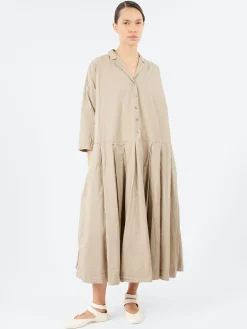 Album di Famiglia - Pleated Collar Dress TC in Stone