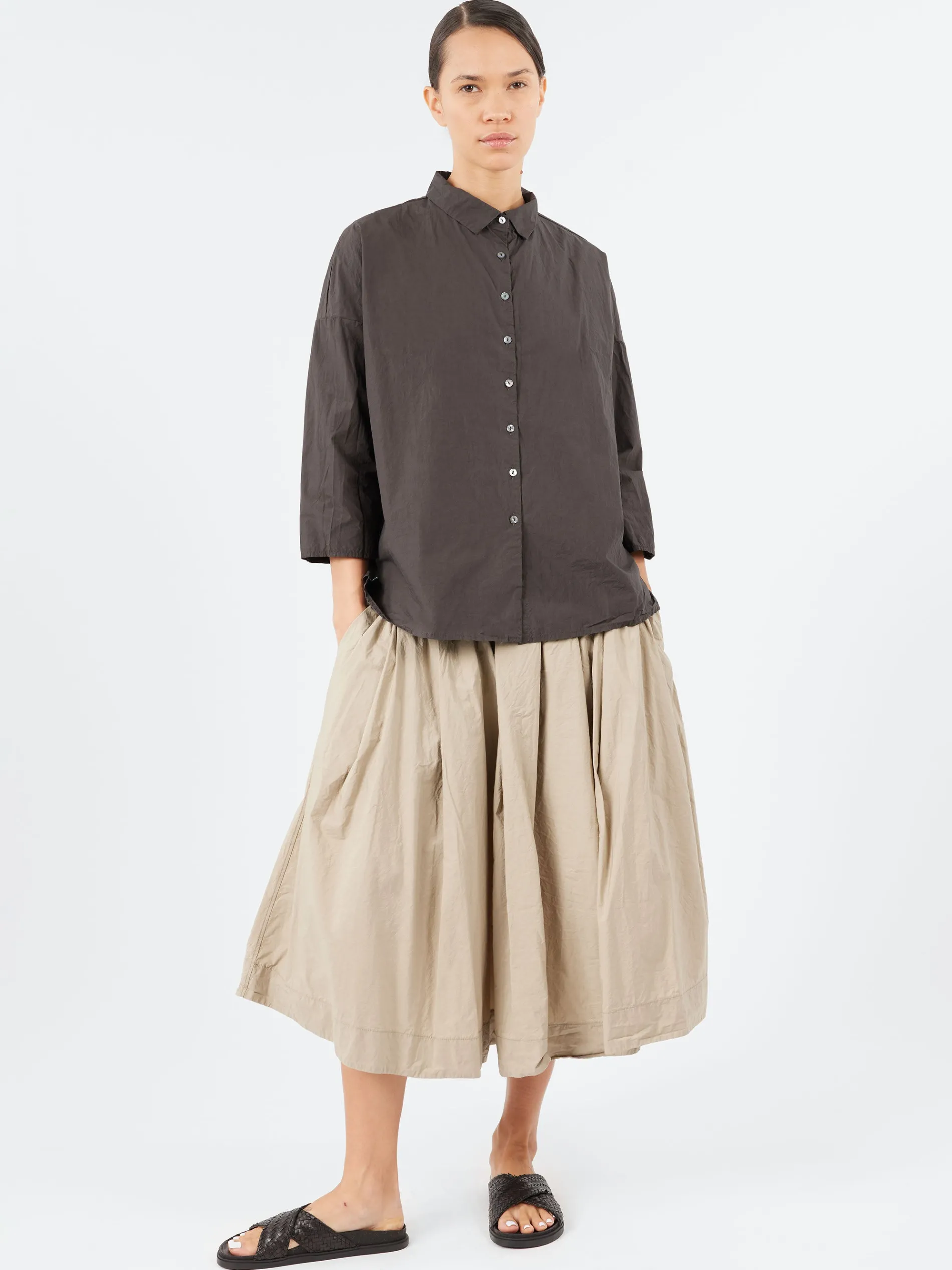 Album di Famiglia - Short Collar Shirt TC in Brown