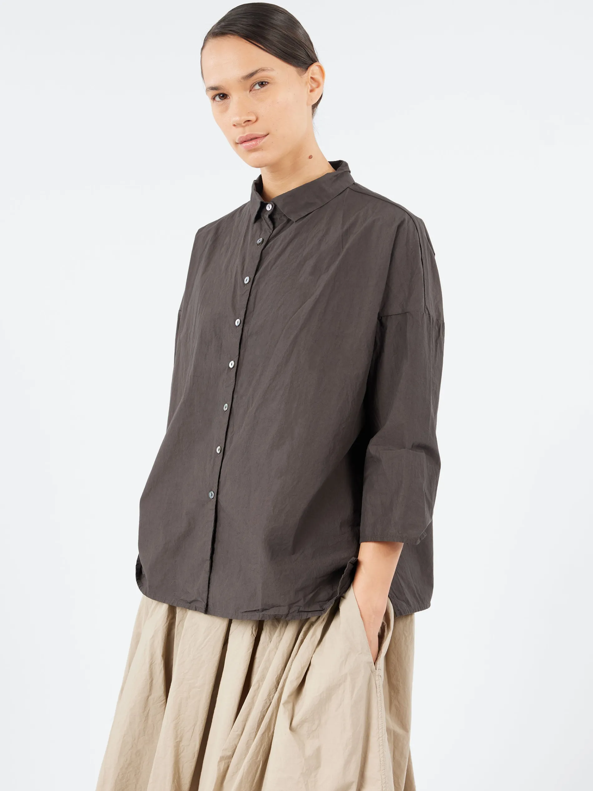 Album di Famiglia - Short Collar Shirt TC in Brown