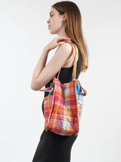 Amiacalva - Medium Mixed Plaid Easy Bag in Orange