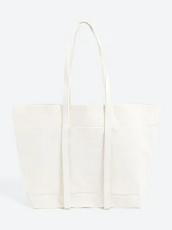Amiacalva - Medium Washed Canvas Tote in White