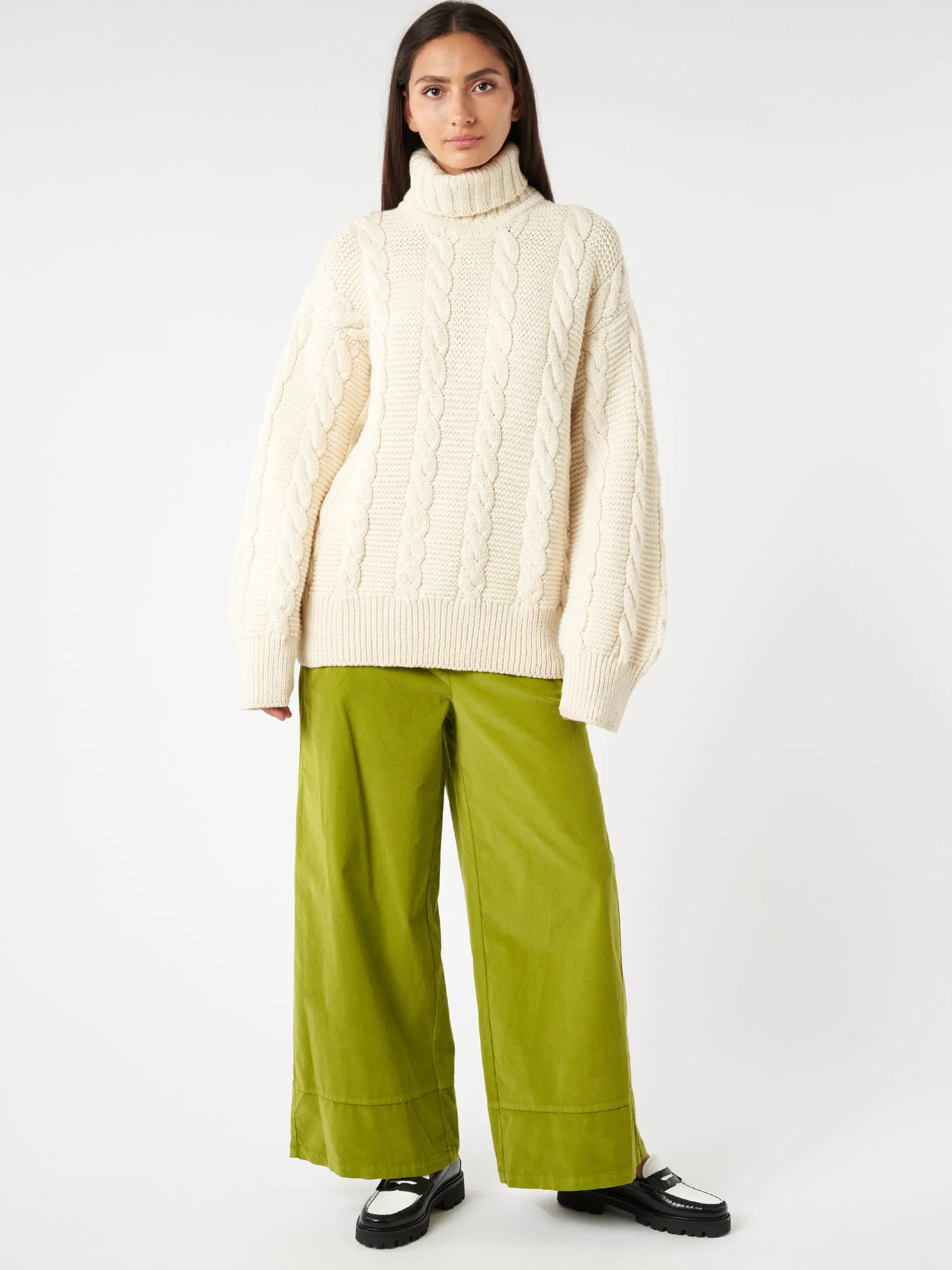 &Daughter - Cable Highneck in Ecru