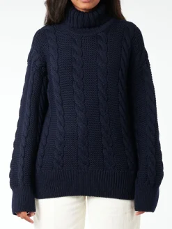 &Daughter - Cable Highneck in Navy