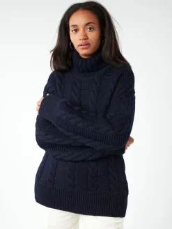 &Daughter - Cable Highneck in Navy