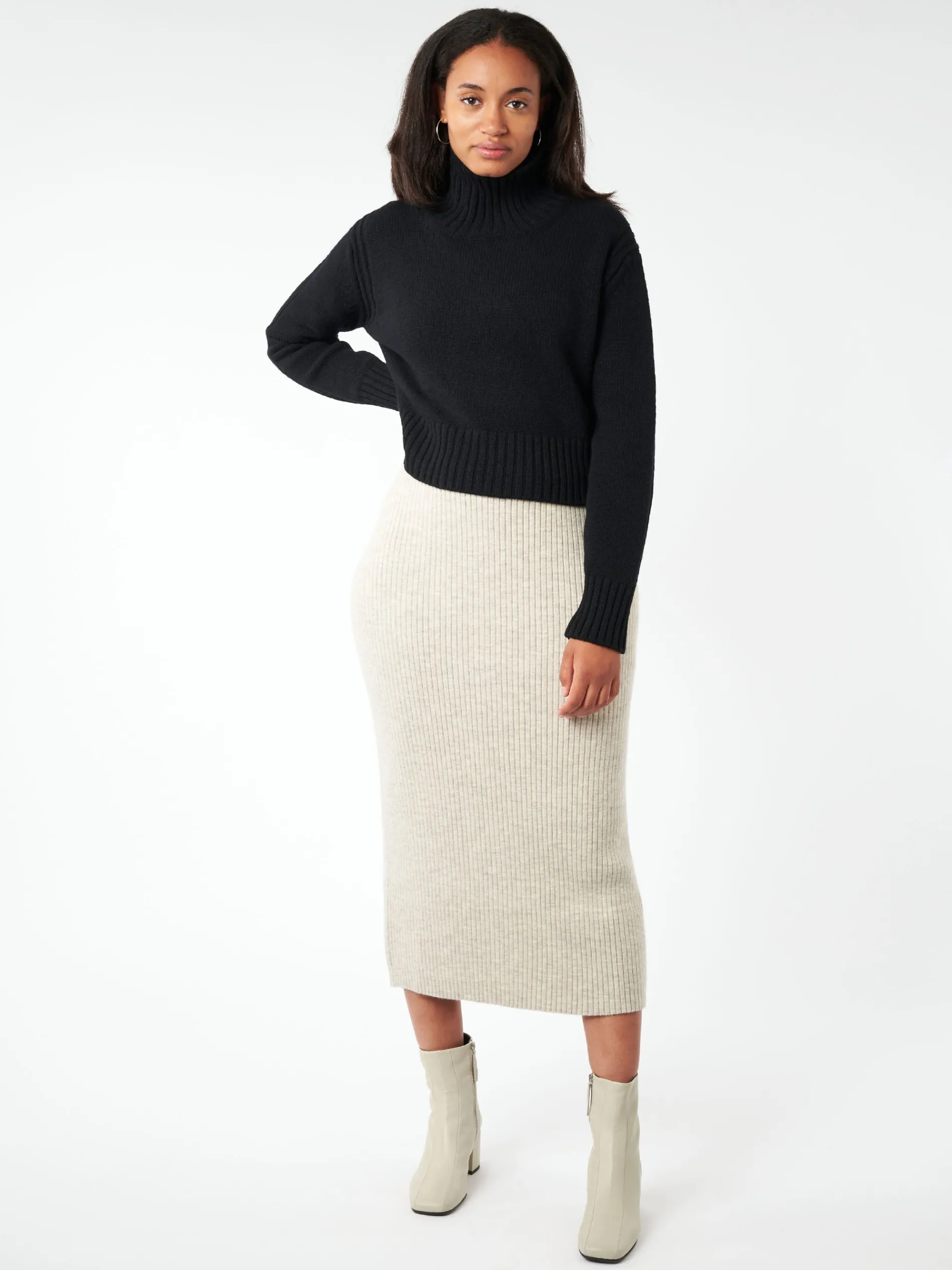 &Daughter - Fintra Lambswool Crop in Black