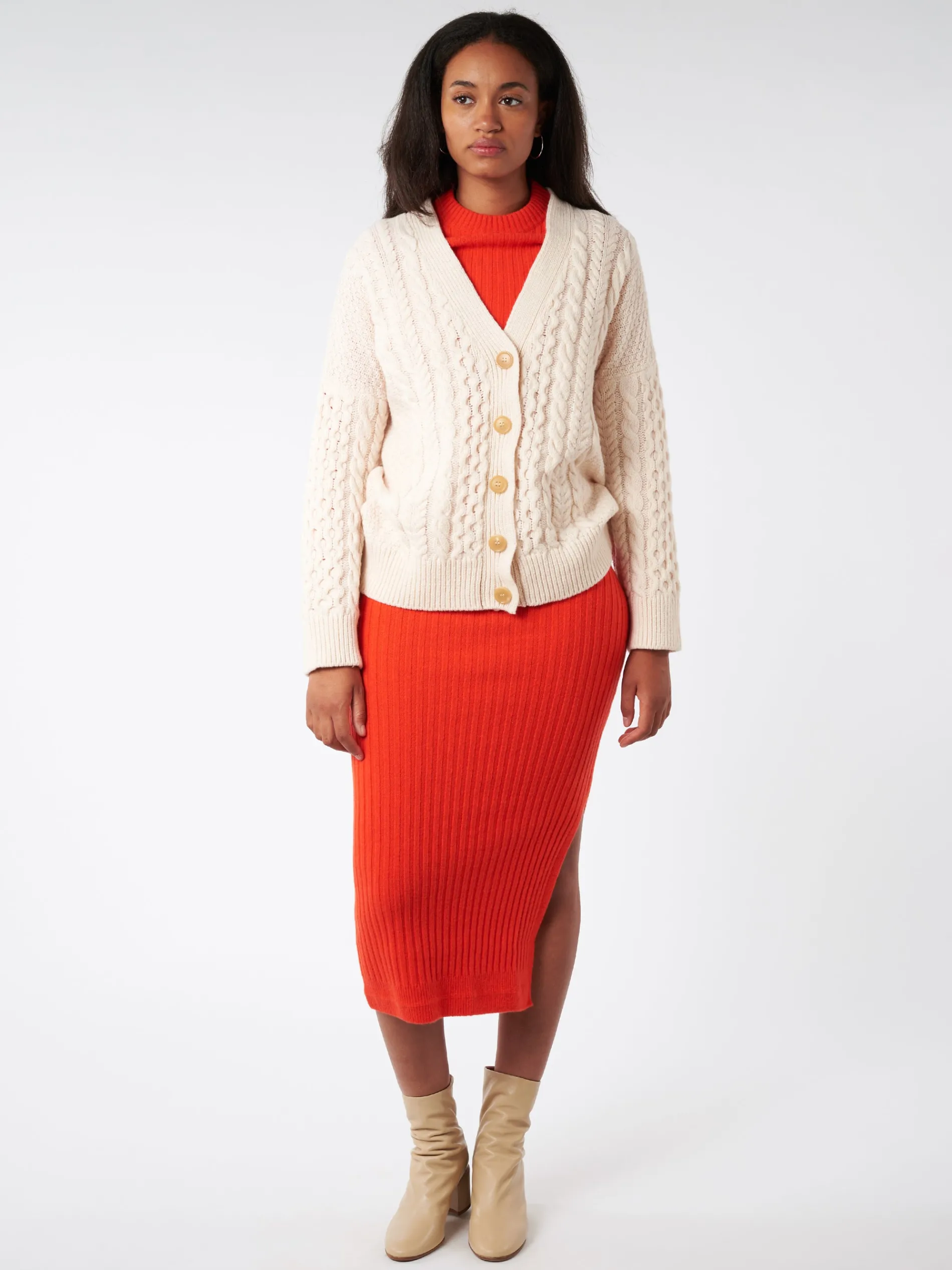 &Daughter - Lena Aran Cardigan in Chalk