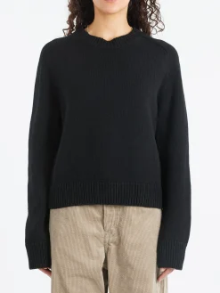 &Daughter - Plain Saddle Sleeve Crewneck in Black