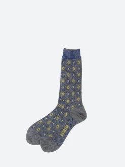 Antipast - Flower Grid Crew Sock in Mix Grey