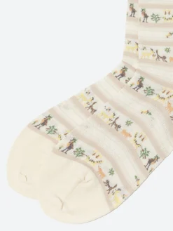 Antipast - Parade on Safari Socks in Ivory