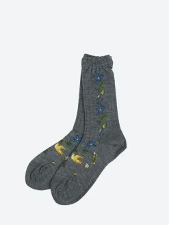 Antipast - Peace Bird Crew Socks in Mix Grey