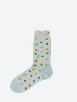 Antipast - Polka Flower Socks in Light Blue