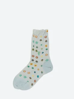 Antipast - Polka Flower Socks in Light Blue