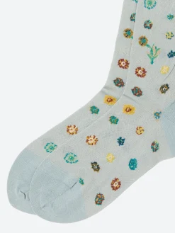 Antipast - Polka Flower Socks in Light Blue