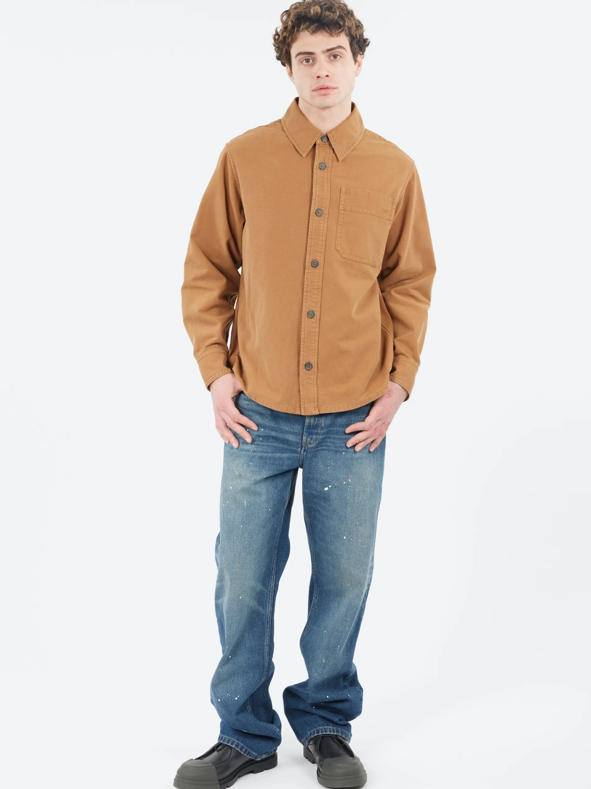 A.P.C. - Basile Brodée Poitrine Overshirt in Camel