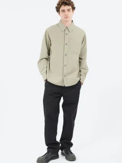 A.P.C. - Basile Brodée Poitrine Overshirt in Gray Green