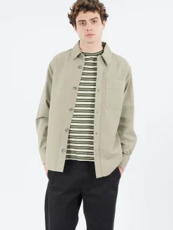 A.P.C. - Basile Brodée Poitrine Overshirt in Gray Green