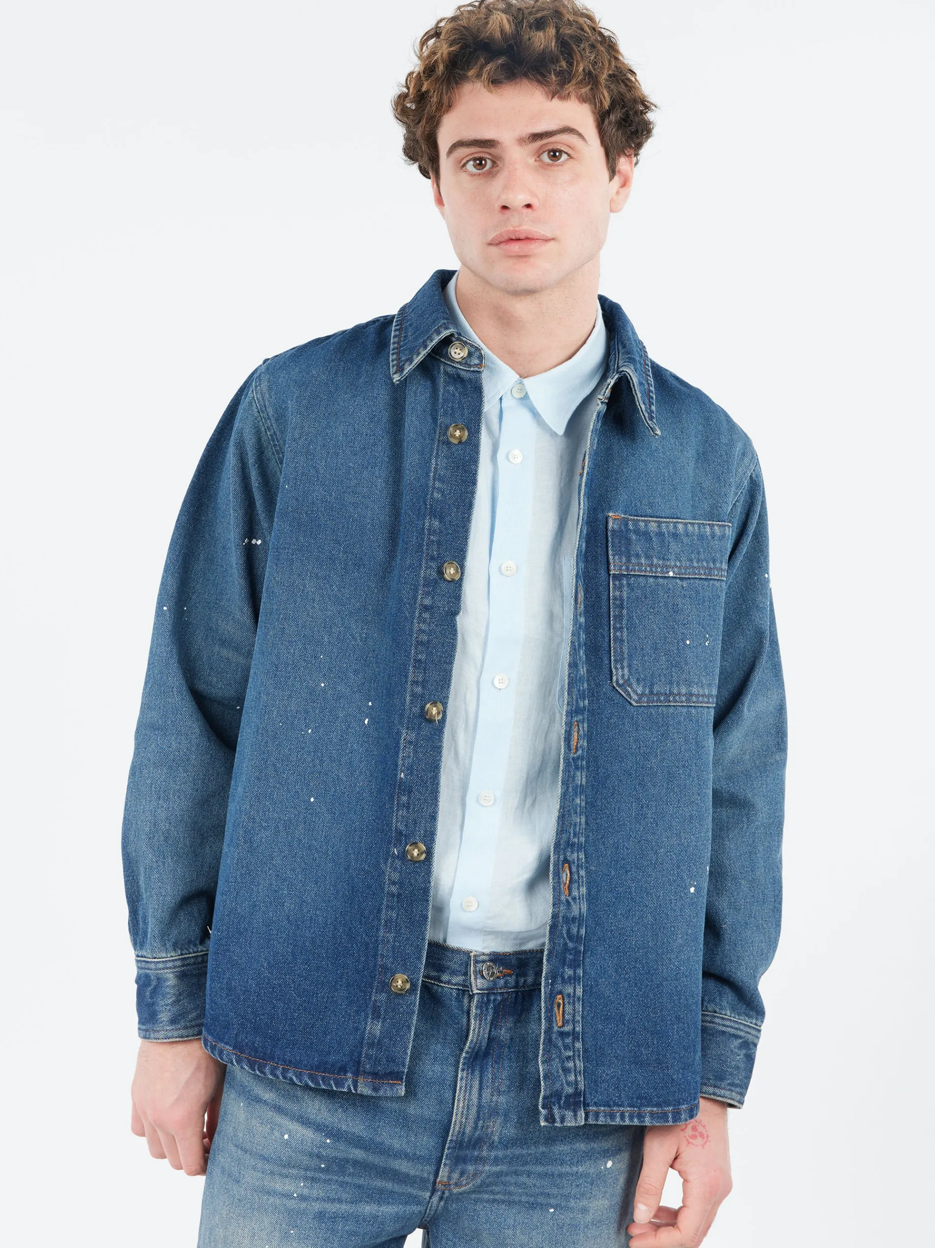 A.P.C. - Basile Denim Overshirt in Washed Denim