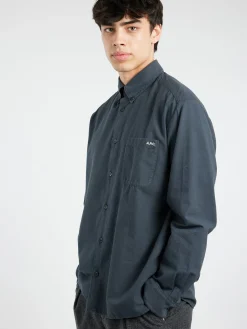 A.P.C. - Mateo Logo Shirt in Steel Blue