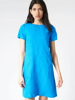 Aspesi - Compact Slub Linen Dress in Turquoise