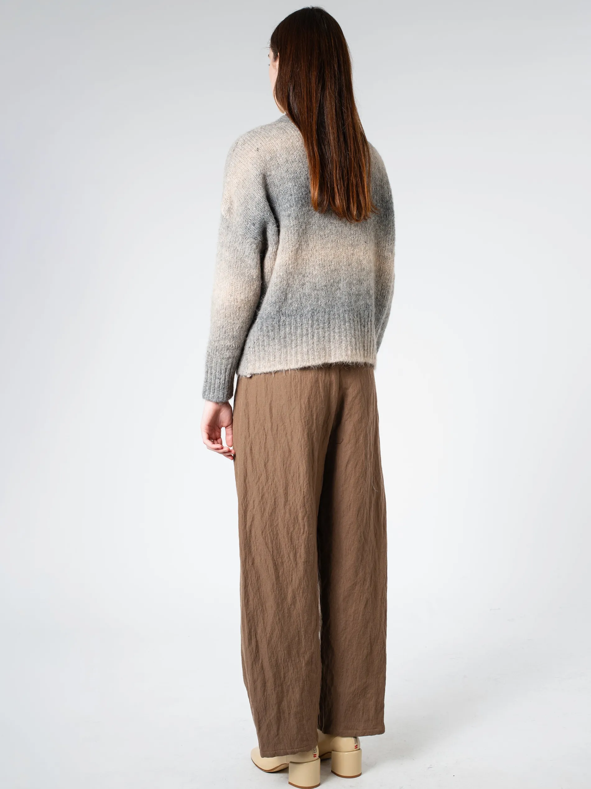 ASPESI - Gradient-Effect Alpaca Cardigan in Grey Melange