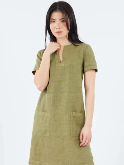 Aspesi - Slub Linen Short Dress in Military