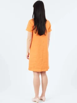 Aspesi - Slub Linen Short Dress in Orange